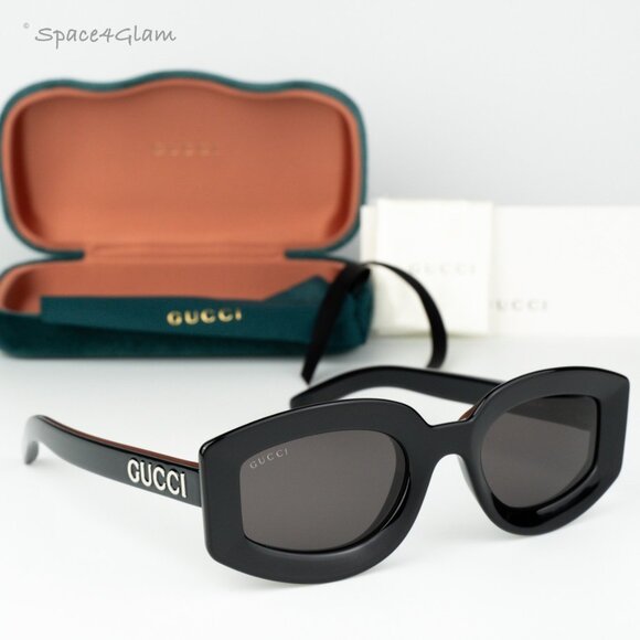 BRAND NEW Gucci GG1719S 001 Black Grey Women Square Sunglasses GG 1719S